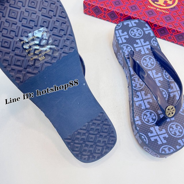 TORY BURCH2021年夏季新款女款坡跟人字拖TB官方春夏季主打款女士人字拖 dx2360